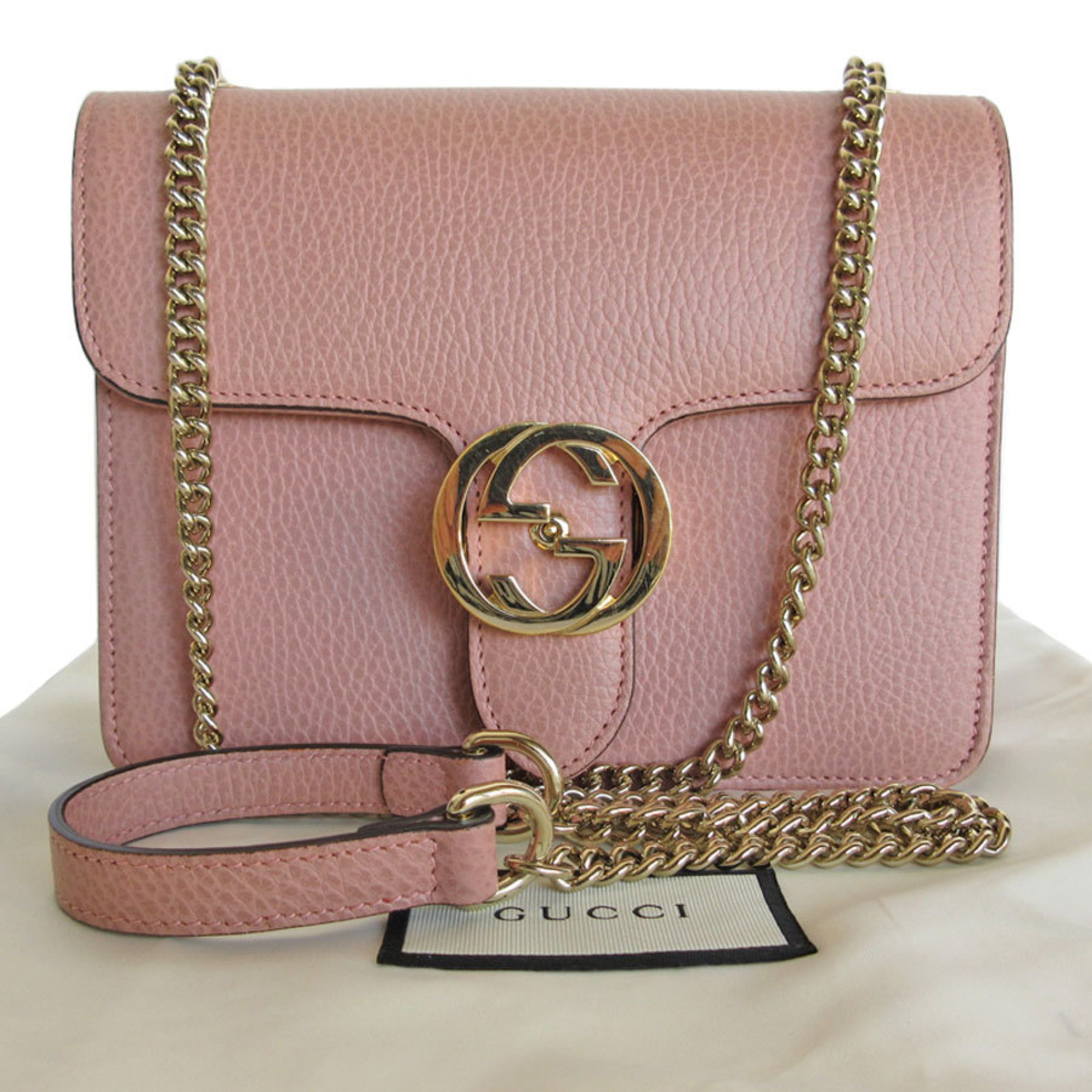 GUCCI Shoulder Bag Interlocking G Leather Pink Beige Light Gold Women's 510304 s0238a