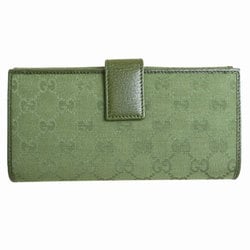 GUCCI Bi-fold long wallet GG canvas khaki green silver women's 231841 s0102a