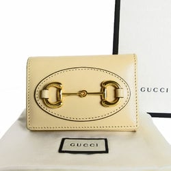 GUCCI Tri-fold wallet Compact Horsebit leather Beige Gold Women's 644462 s0153j