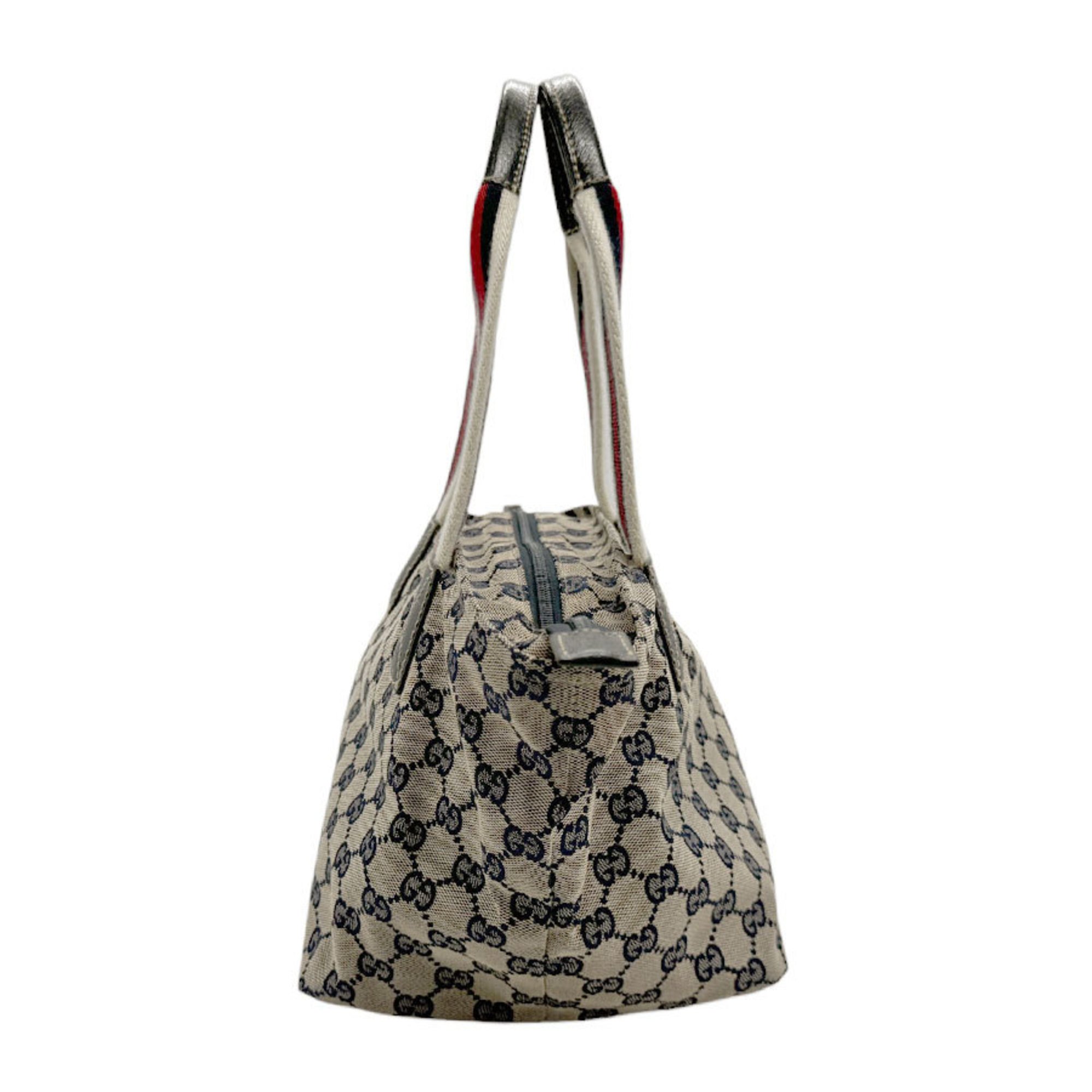 GUCCI Handbag GG Canvas Beige Navy Men's Women's 131228 n0393