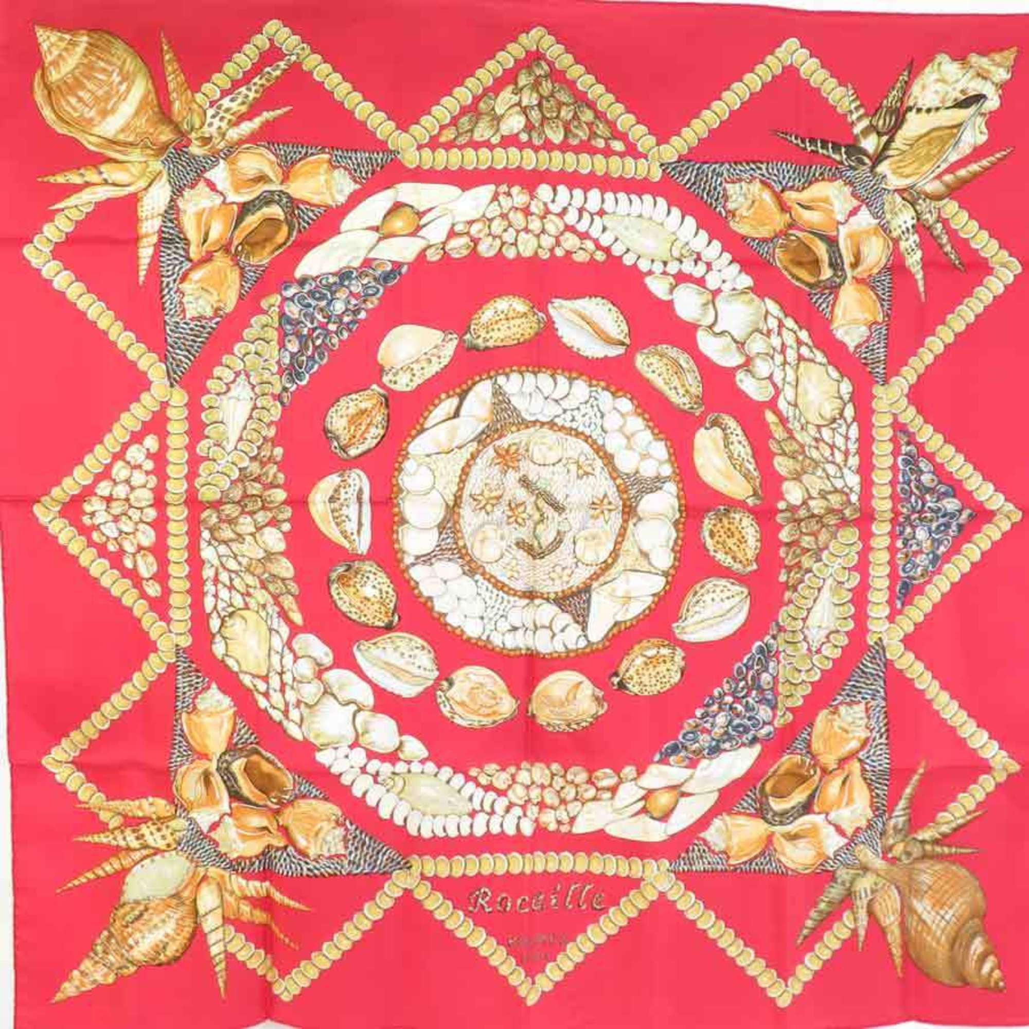 Hermes HERMES Scarf Muffler Carre 90 Rocaille Silk Red Multicolor Women's e59163k