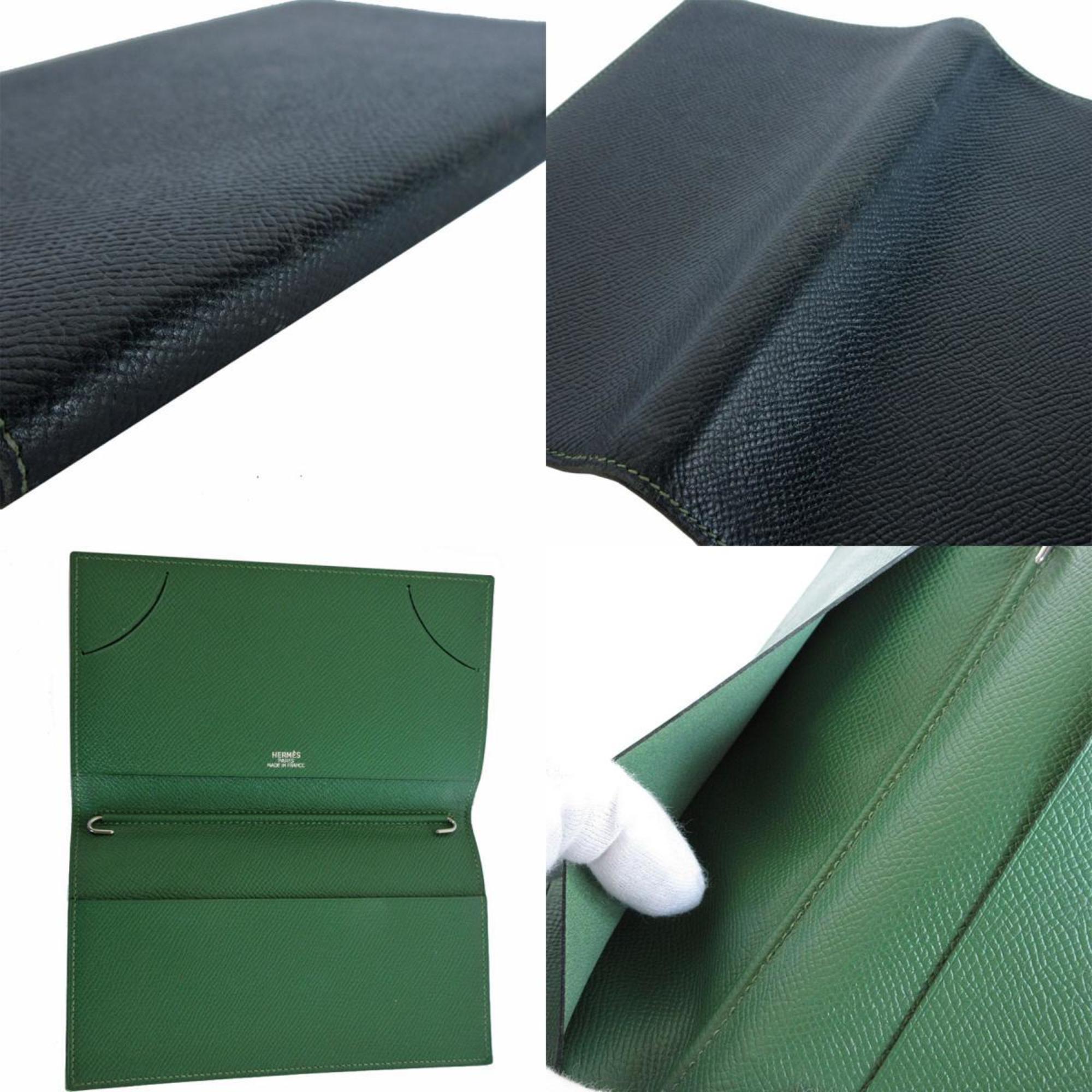 Hermes HERMES Notebook Cover Leather Navy Green Men's Women's s0217g