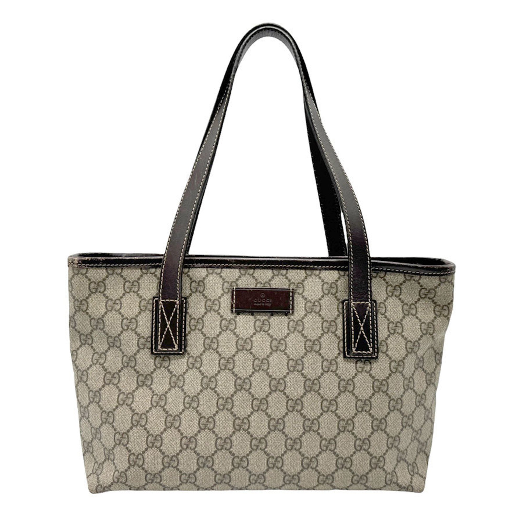 GUCCI Tote Bag Shoulder GG Supreme Beige Brown Women's 211138 n0384