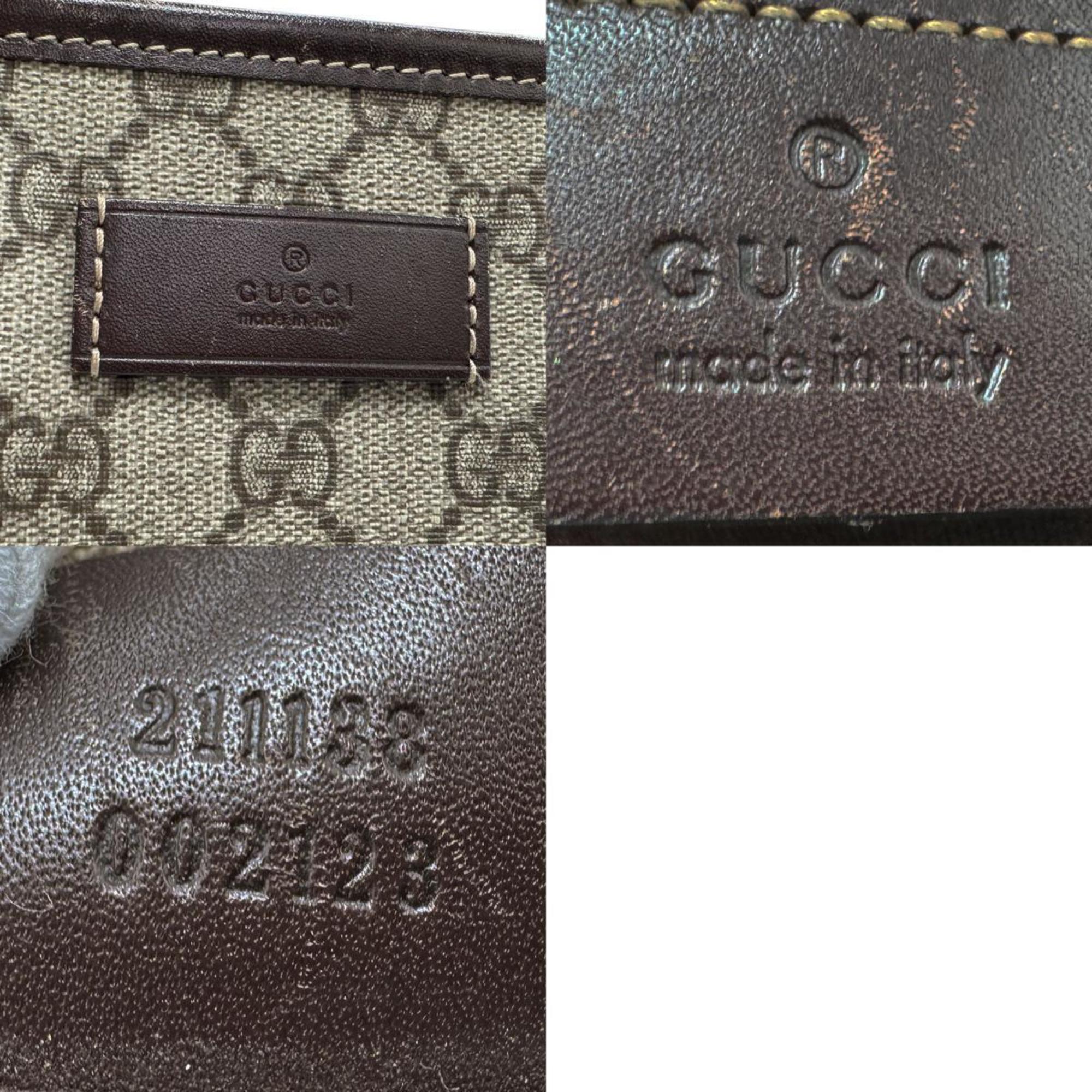 GUCCI Tote Bag Shoulder GG Supreme Beige Brown Women's 211138 n0384