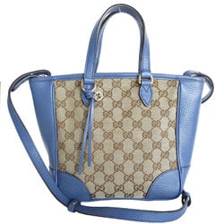 GUCCI Handbag Shoulder Bag GG Canvas Leather Beige Brown Blue Women's 449241 s0204g