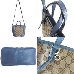 GUCCI Handbag Shoulder Bag GG Canvas Leather Beige Brown Blue Women's 449241 s0204g