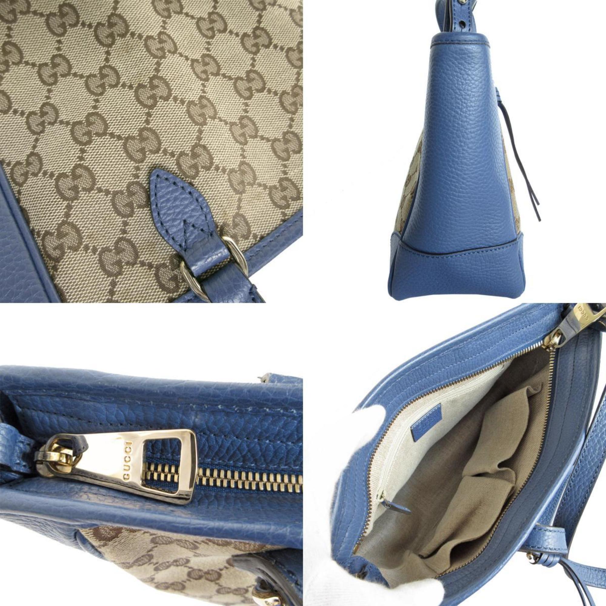 GUCCI Handbag Shoulder Bag GG Canvas Leather Beige Brown Blue Women's 449241 s0204g