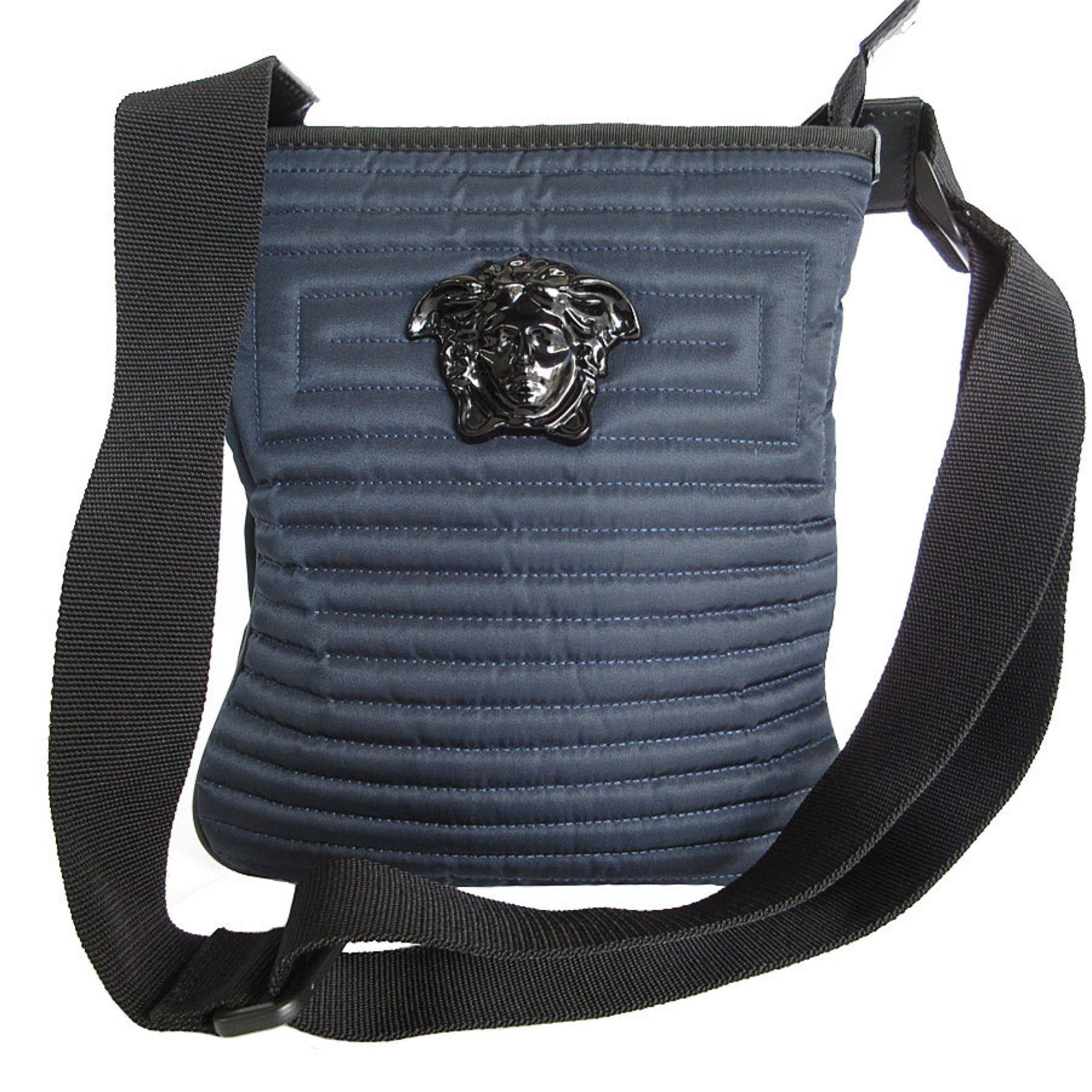 Versace Medusa Shoulder Bag Nylon Canvas Navy Black Men's Women's s0059g