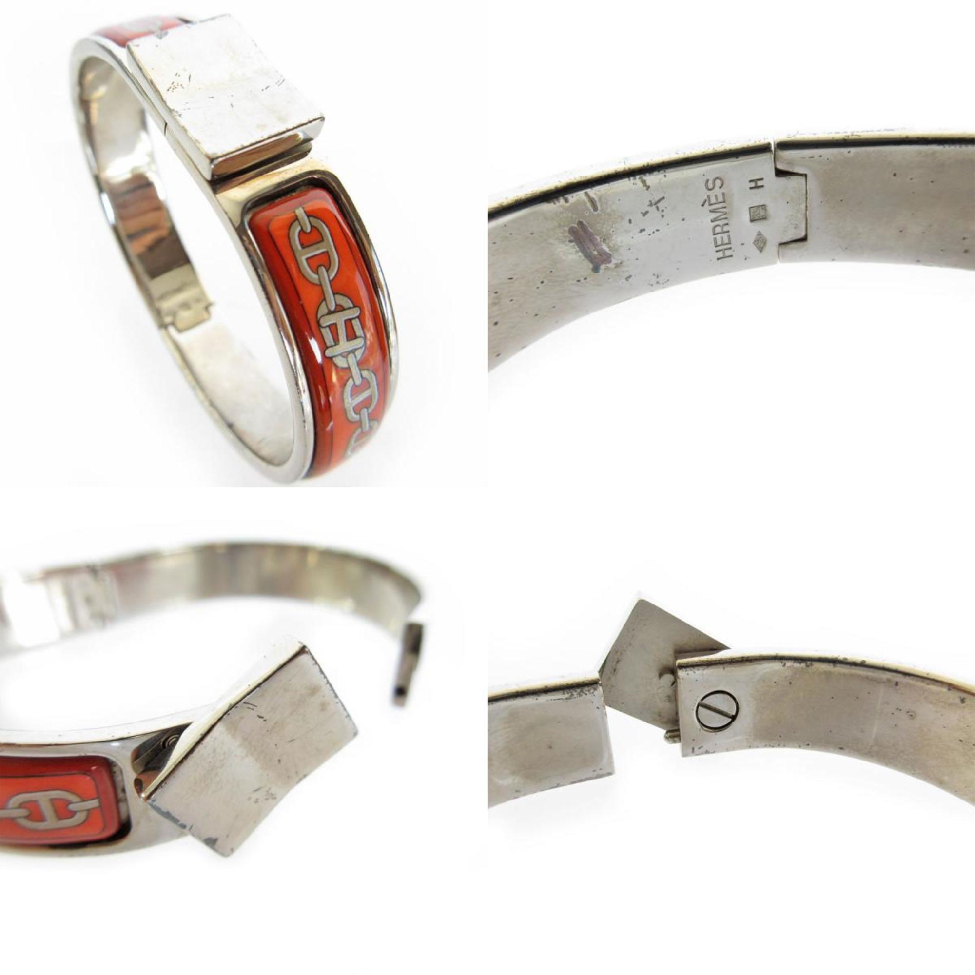 Hermes HERMES bangle bracelet click clack metal enamel silver orange ladies s0245i