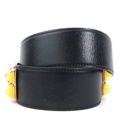 Hermes HERMES Belt Collier de Chien Box Calf Black Gold Women's h30516a