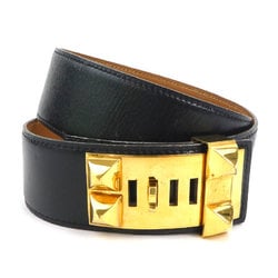 Hermes HERMES Belt Collier de Chien Box Calf Black Gold Women's h30516a