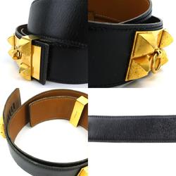 Hermes HERMES Belt Collier de Chien Box Calf Black Gold Women's h30516a