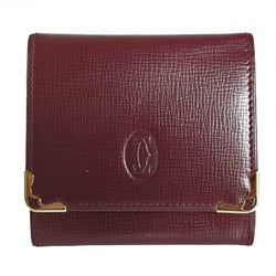 CARTIER wallet/coin case leather burgundy gold ladies s0132f