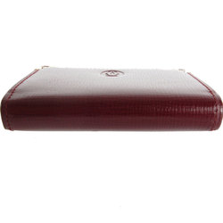 CARTIER wallet/coin case leather burgundy gold ladies s0132f