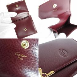 CARTIER wallet/coin case leather burgundy gold ladies s0132f