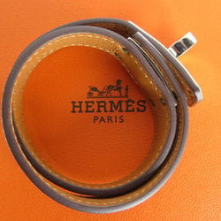 Hermes HERMES Bracelet Kelly Leather Metal Greige Silver Women's s0183j