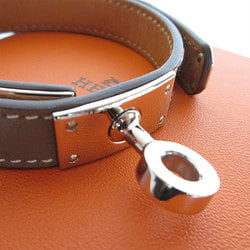 Hermes HERMES Bracelet Kelly Leather Metal Greige Silver Women's s0183j