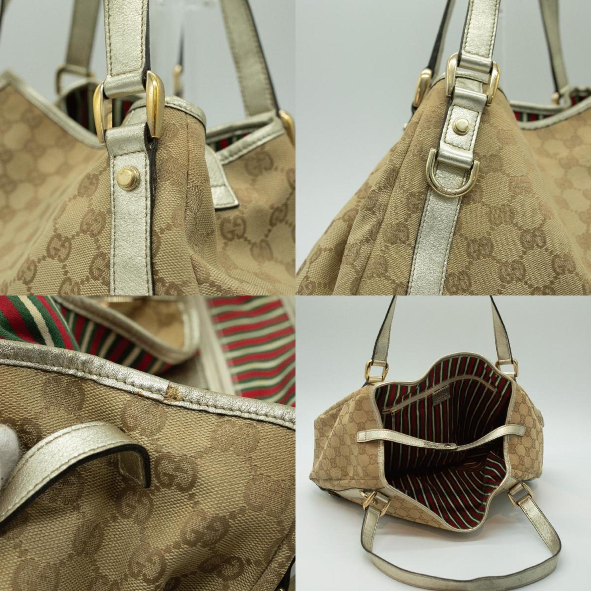 GUCCI Shoulder Bag Gold Strap GG Canvas Brown Women's 130836 PD374