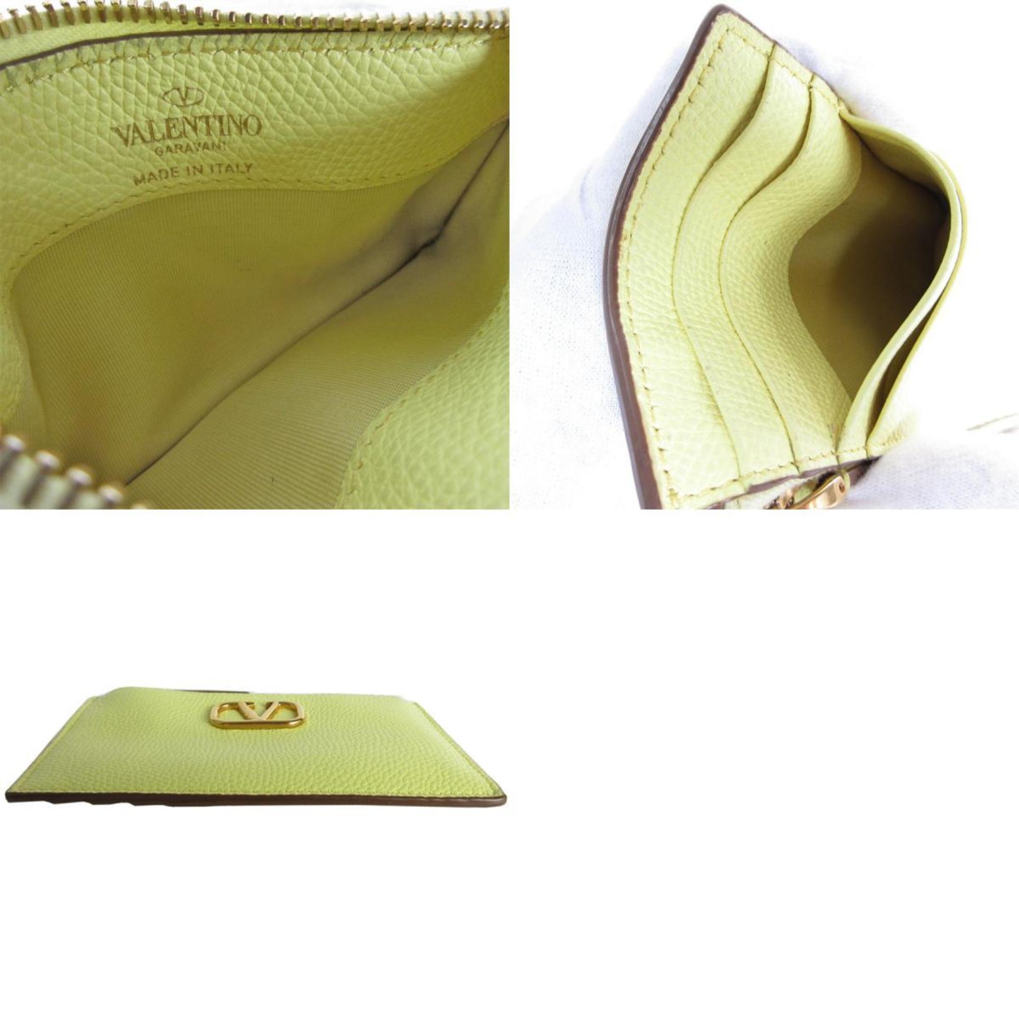 Valentino Garavani Business Card Holder, Case, Wallet, Coin Leather, Yellow Gold, Men's, s0187g