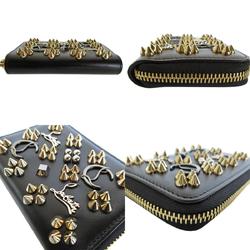 Christian Louboutin Wallet/Coin Case Panettone Leather Metal Black Gold Silver Women's s0242