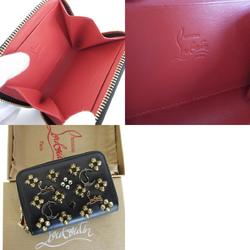 Christian Louboutin Wallet/Coin Case Panettone Leather Metal Black Gold Silver Women's s0242