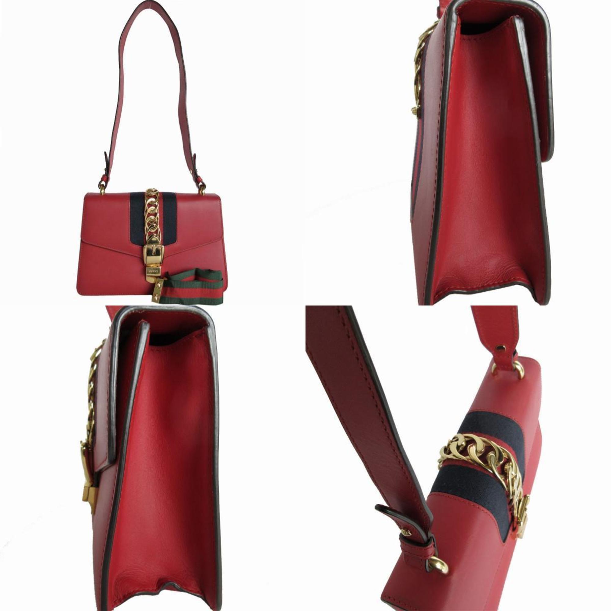 GUCCI Shoulder Bag Sylvie Leather Red Gold Women's 421882 s0176a