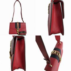 GUCCI Shoulder Bag Sylvie Leather Red Gold Women's 421882 s0176a