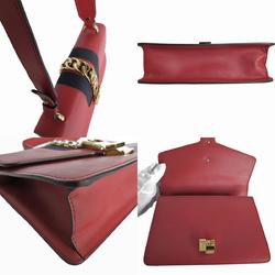 GUCCI Shoulder Bag Sylvie Leather Red Gold Women's 421882 s0176a