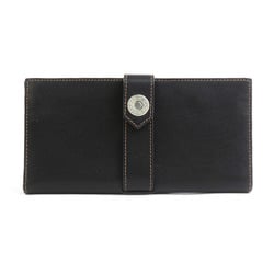 Hermes HERMES billfold leather black silver men's e59183a