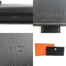 Hermes HERMES billfold leather black silver men's e59183a