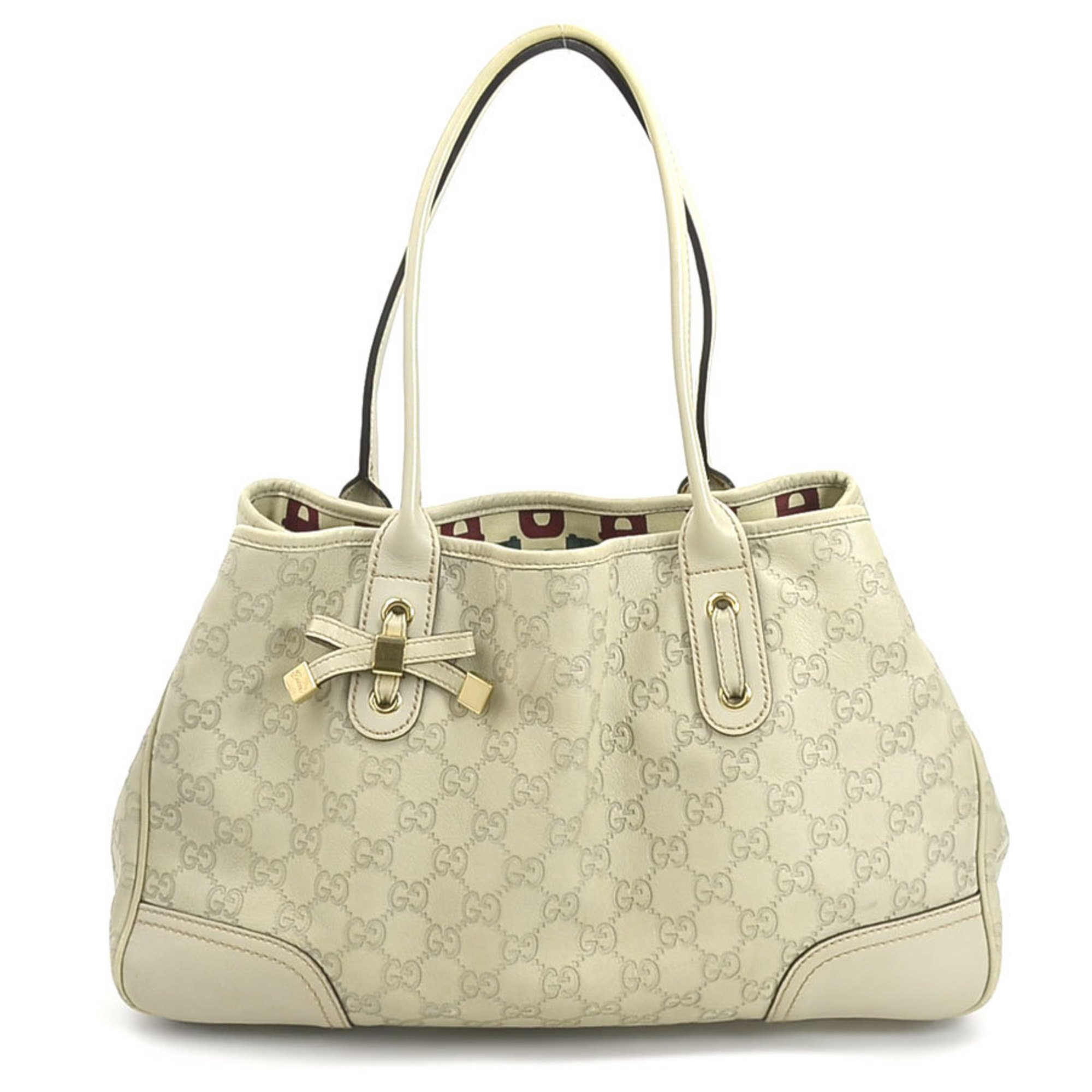 GUCCI Tote Bag Shoulder Guccissima Leather Ivory Gold Women's 163805 e59172a