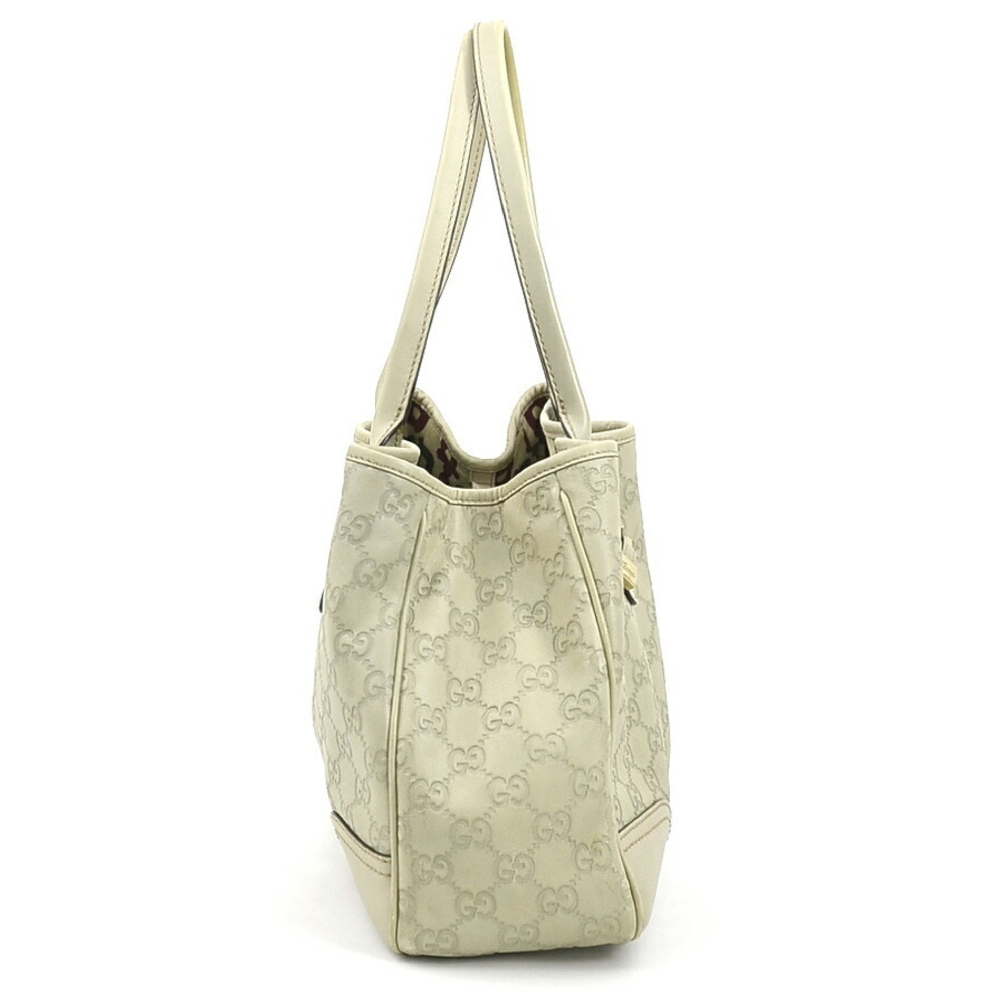 GUCCI Tote Bag Shoulder Guccissima Leather Ivory Gold Women's 163805 e59172a