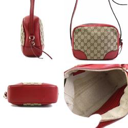 GUCCI Shoulder Bag GG Canvas Leather Beige Brown Red Women's 449413 e59179a