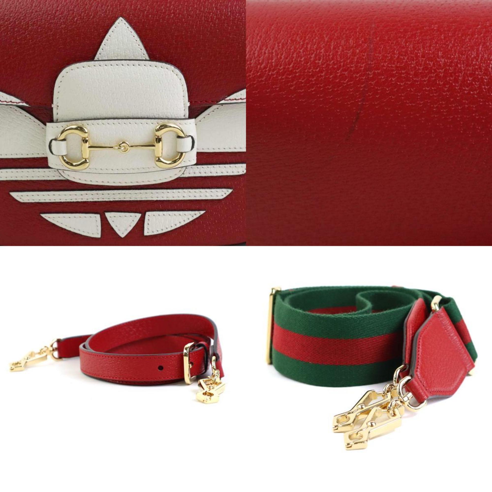 GUCCI shoulder bag x adidas leather red white gold men women 658574 e59176a