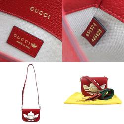 GUCCI shoulder bag x adidas leather red white gold men women 658574 e59176a