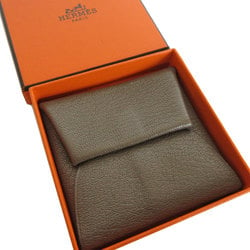 Hermes HERMES Wallet/Coin Case Bastia Leather Greige Women's s0213g