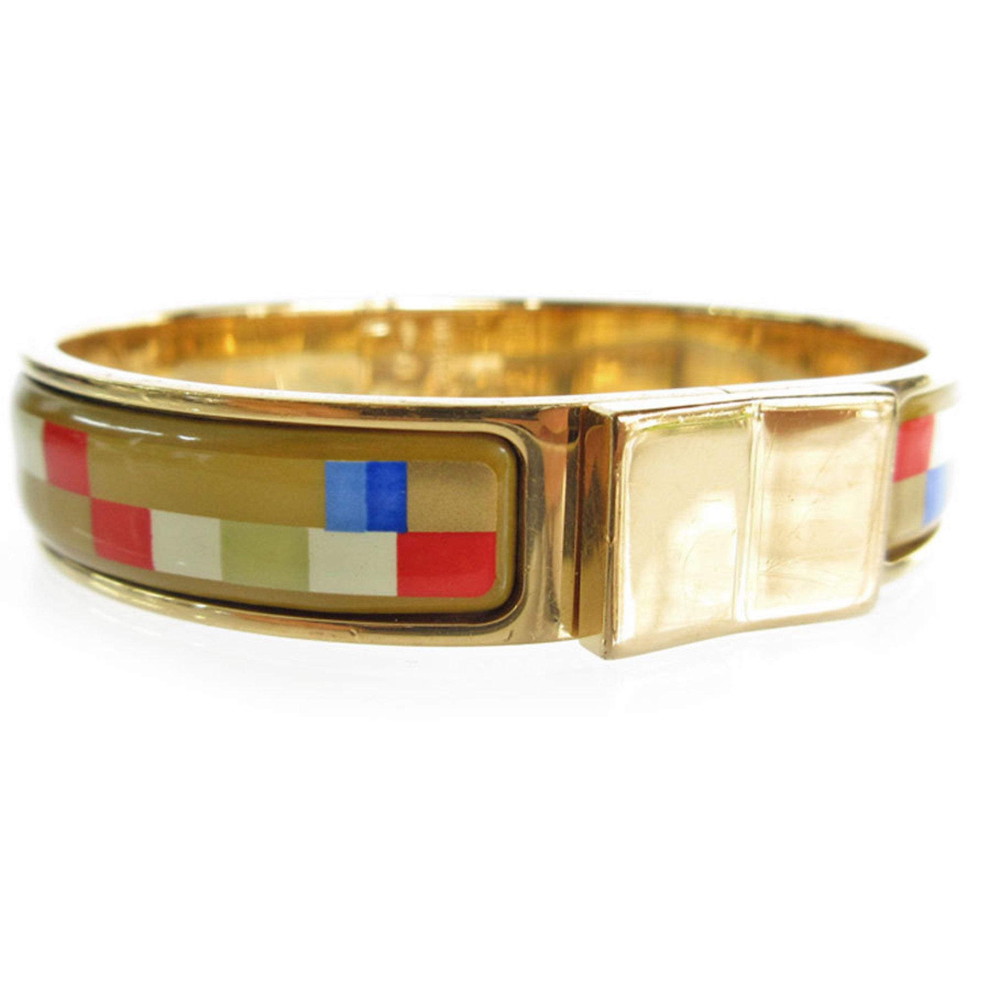 Hermes HERMES Bangle Bracelet Click Clack Metal Enamel Gold Multicolor Women's s0191g