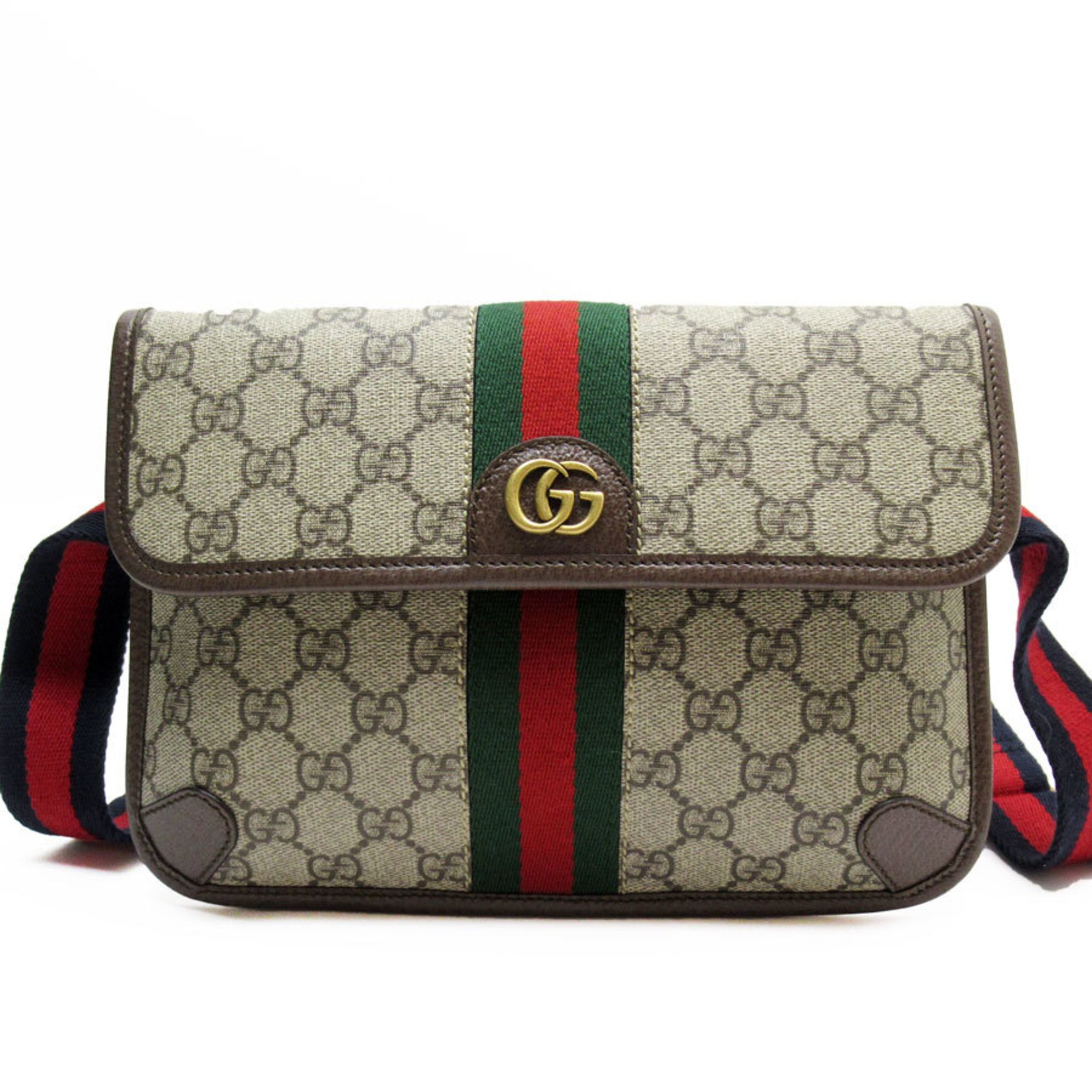 GUCCI Body Bag Waist GG Supreme Beige Brown Men's 752597 w0746a