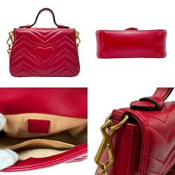 GUCCI Handbag Shoulder Bag GG Marmont Leather Red Gold Women's 547260 z2336