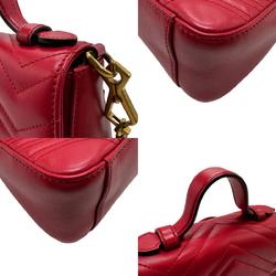 GUCCI Handbag Shoulder Bag GG Marmont Leather Red Gold Women's 547260 z2336