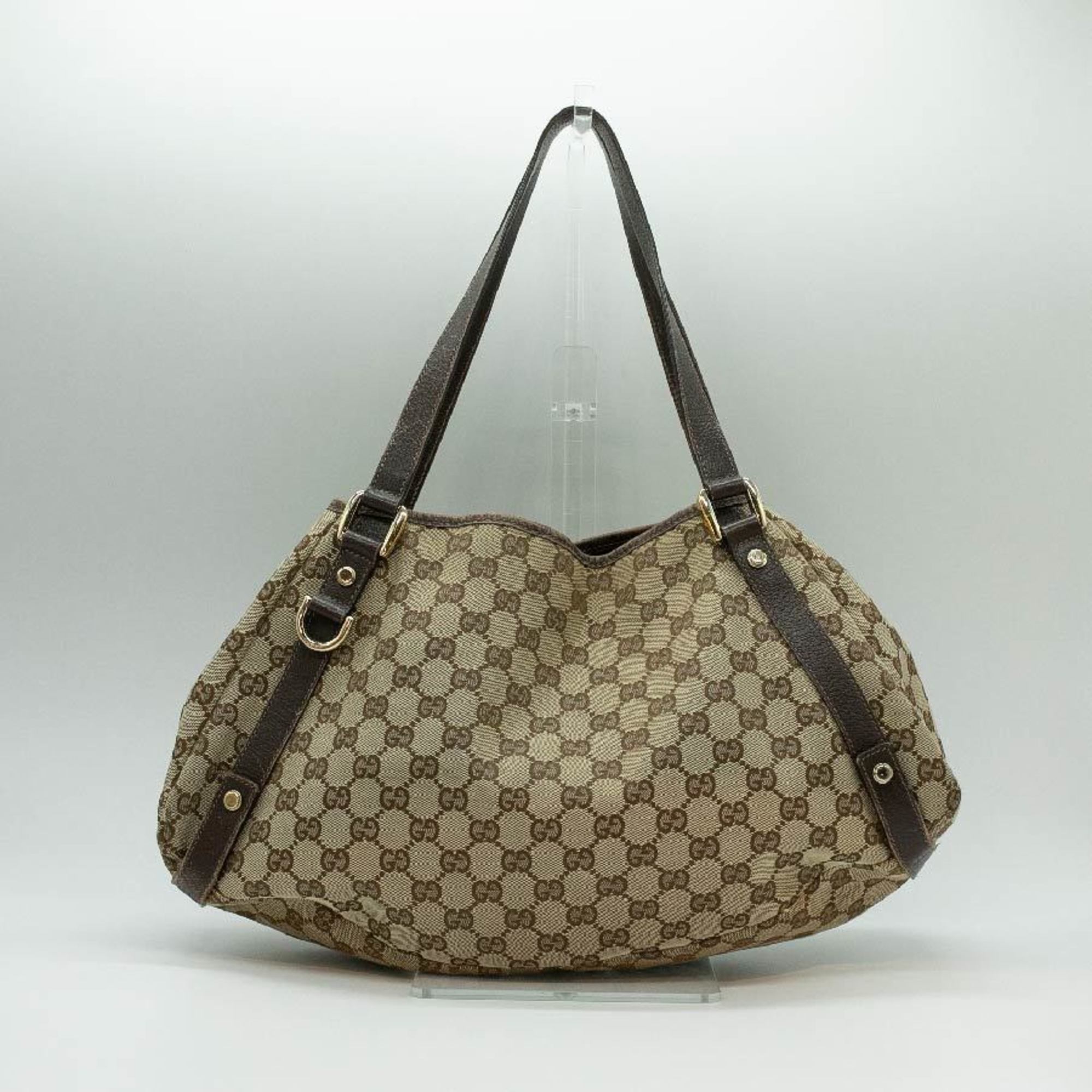 GUCCI Tote Bag GG Canvas Beige Gold Men's Women's PD334