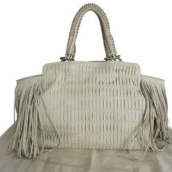 Salvatore Ferragamo handbag Gancini leather off-white silver women's s0036a