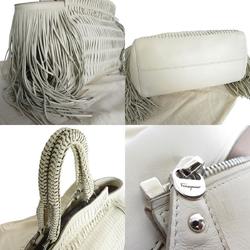 Salvatore Ferragamo handbag Gancini leather off-white silver women's s0036a