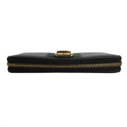 GUCCI Round Long Wallet Leather Metal Black Gold Women's 476083 s0017f