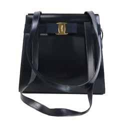 Salvatore Ferragamo Shoulder Bag Vara Ribbon Leather Black Gold Women's e59174j