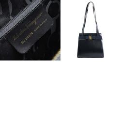 Salvatore Ferragamo Shoulder Bag Vara Ribbon Leather Black Gold Women's e59174j