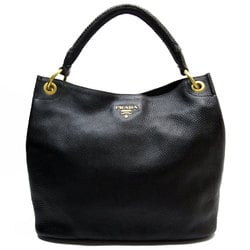 PRADA Shoulder Bag Leather Black Gold Women's w0740a