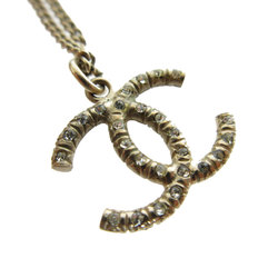 CHANEL Necklace Coco Mark Metal Rhinestone Gold Silver Women's s0106f