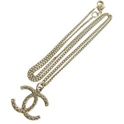 CHANEL Necklace Coco Mark Metal Rhinestone Gold Silver Women's s0106f