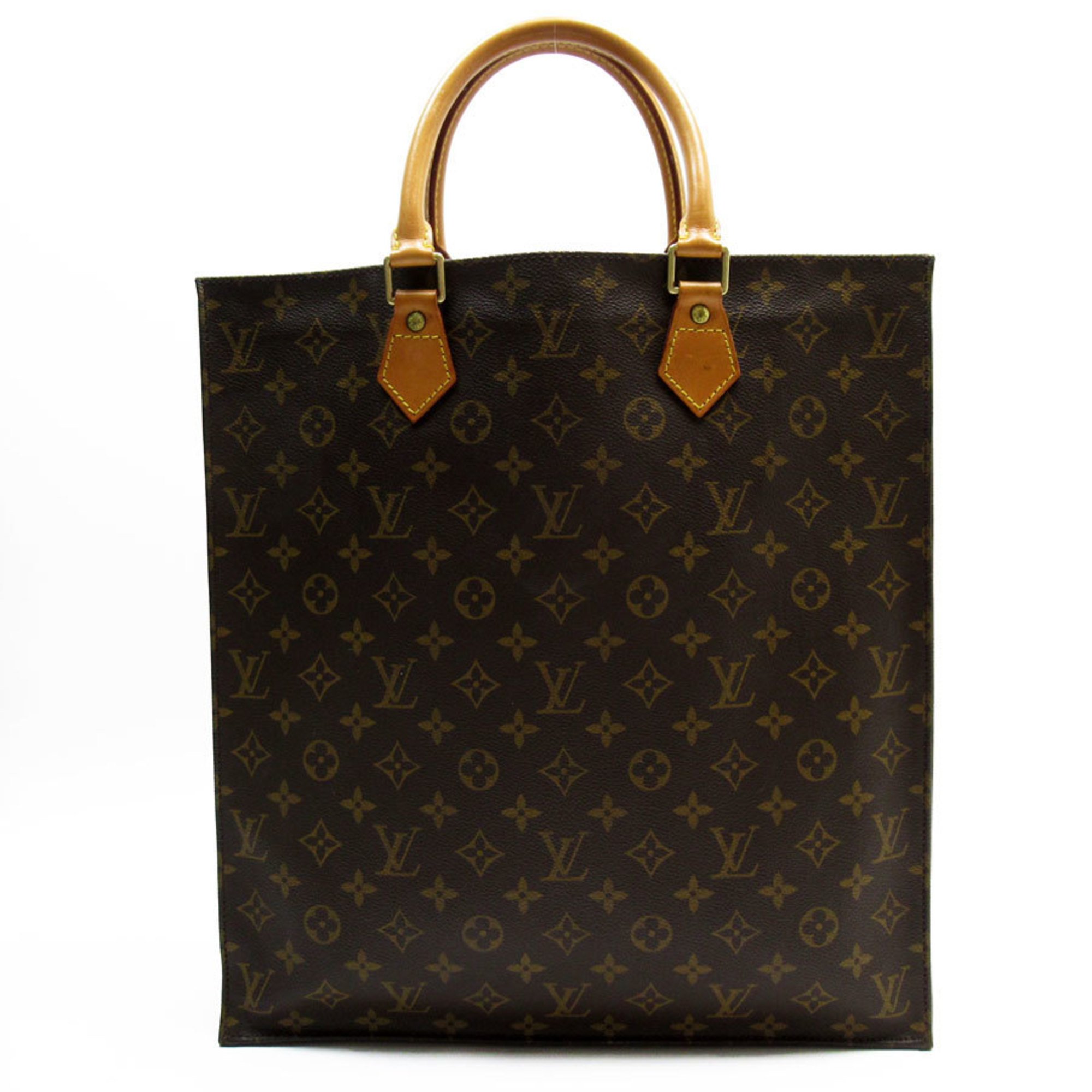 Louis Vuitton LOUIS VUITTON Handbag Monogram Sac Plat Canvas Brown Gold Men's M51140 w0743a